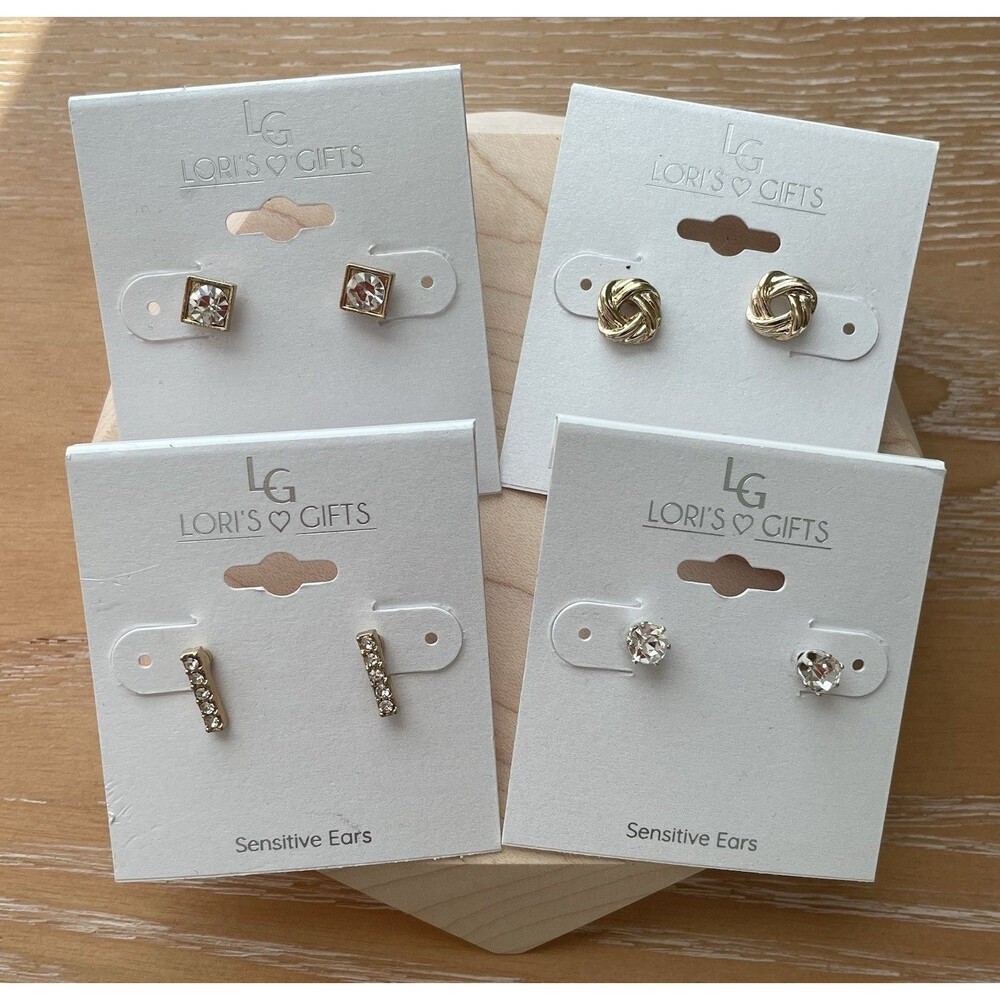 4 Pairs Of Elegant Studs Lori’s Gift For Sensitive Ears Women’s Stocking Stuffer
